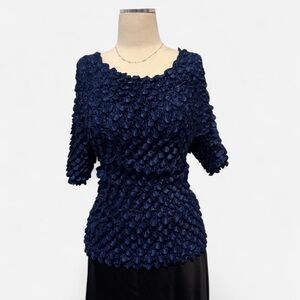 Elegant Navy Textured Women's Top